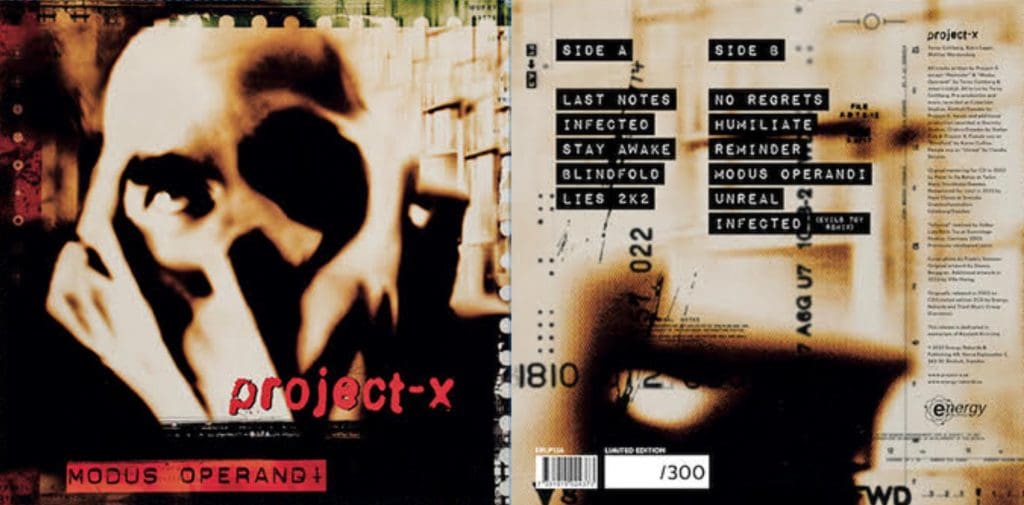 Project-X 2003 album 'Modus Operandi' reissued on limited red vinyl incl. previously unreleased remix by Evil's Toy