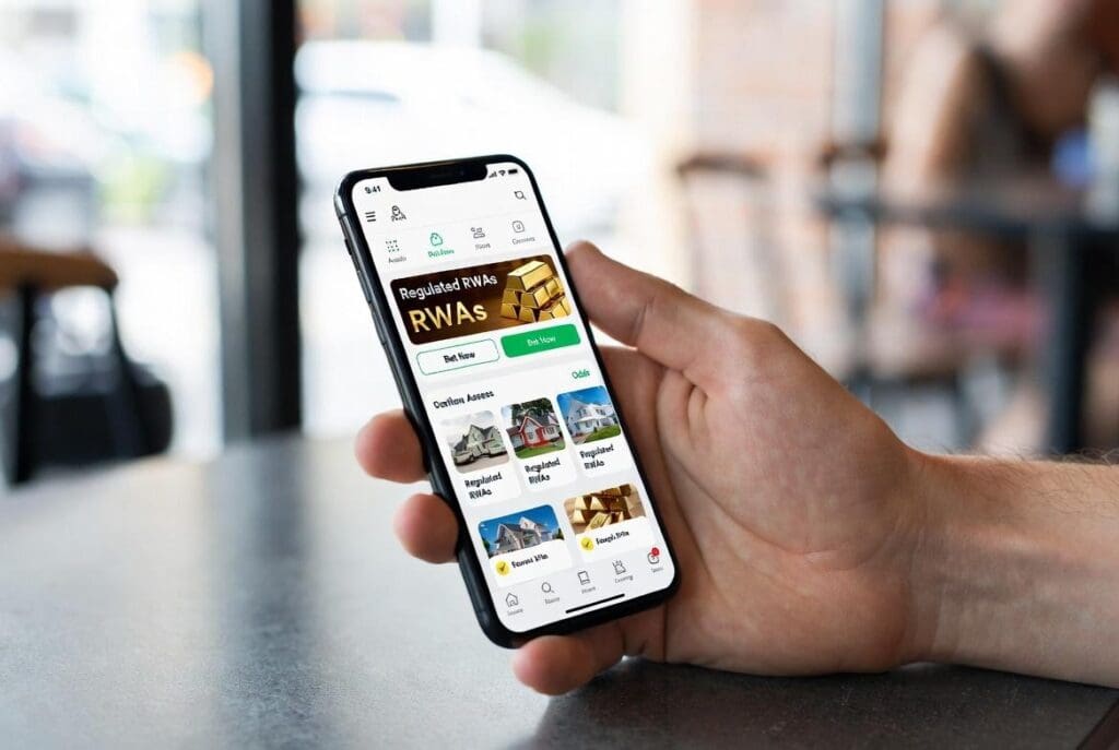 Person holding smartphone with app